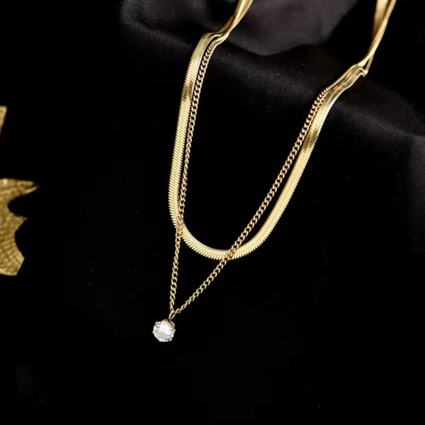 Golden Layer Stone Necklace