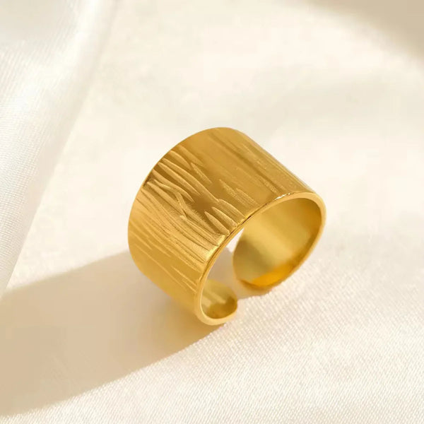 Golden Horizon Textured Band Ring