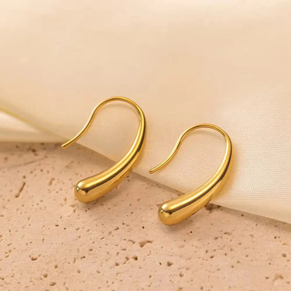 Gold Droplet Hook Earring