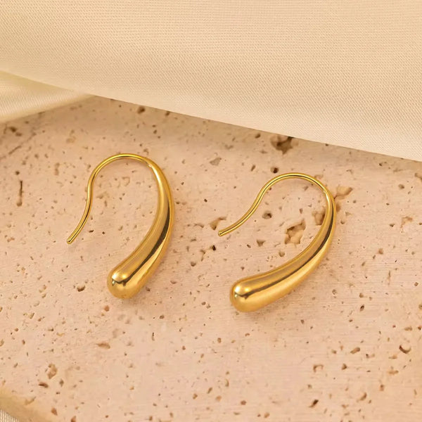 Gold Droplet Hook Earring