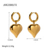 Golden Heart Drop Hoop Earring