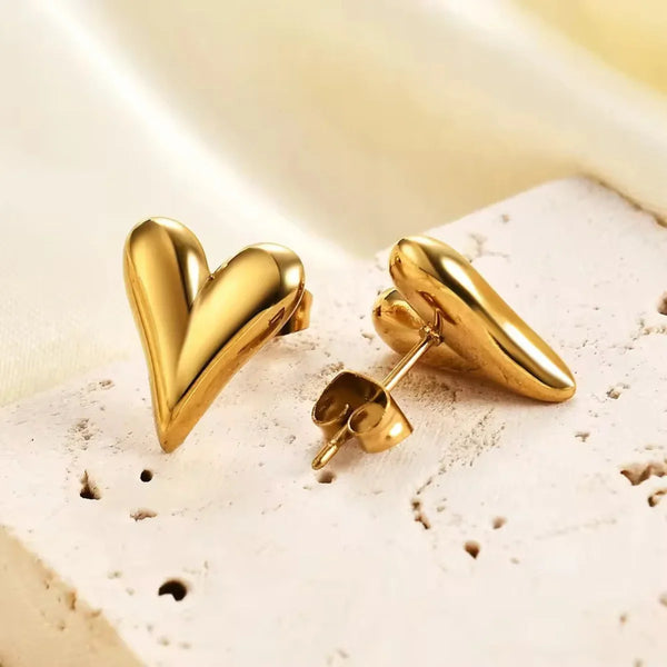 Gold Heart Stud Earring