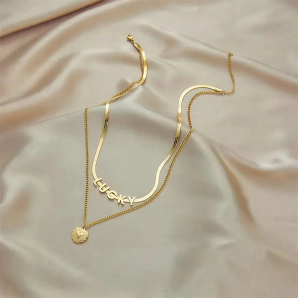 Lucky Letter & Heart Necklace