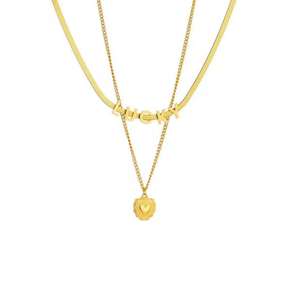 Lucky Letter & Heart Necklace
