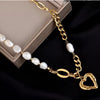 Pearl Link Heart Necklace