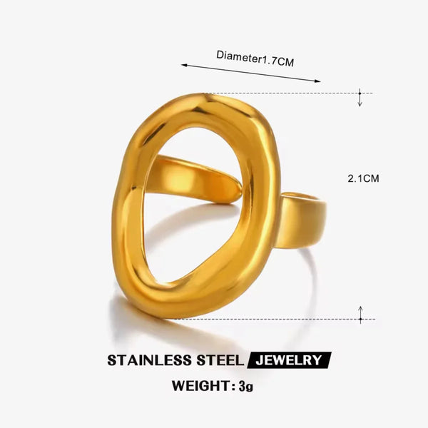 Golden Abstract Open Ring