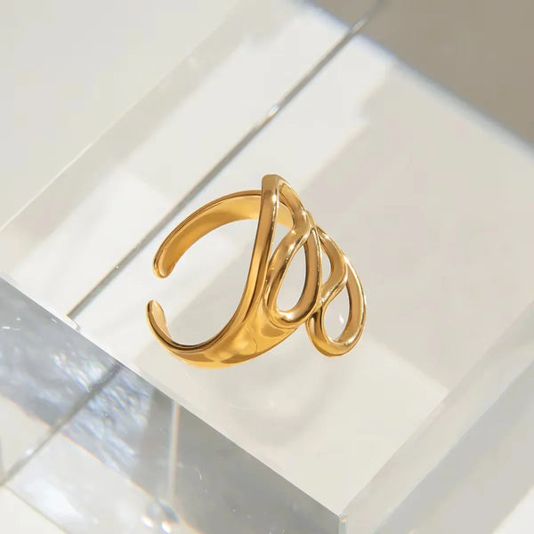 Gold Abstract Adjustable Ring