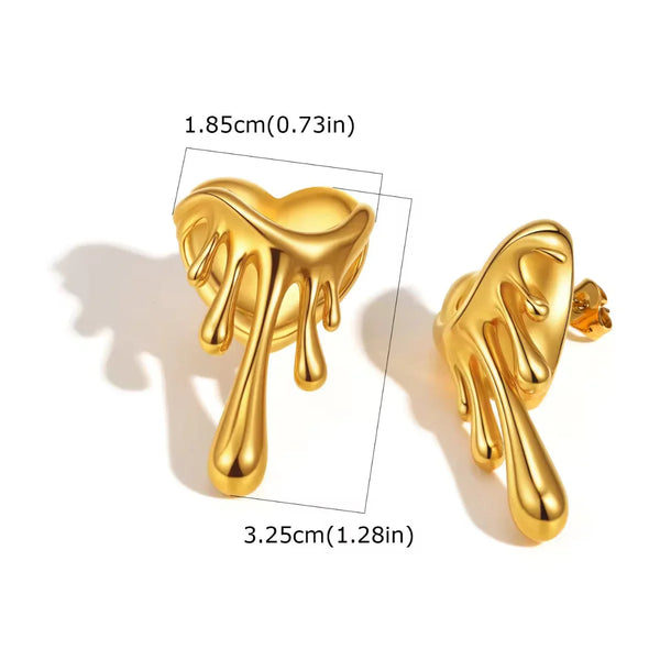 Gold Melting Heart Earring