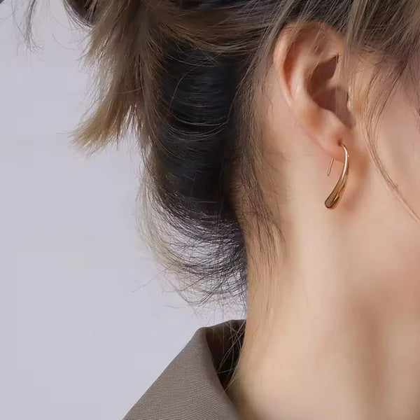 Gold Droplet Hook Earring