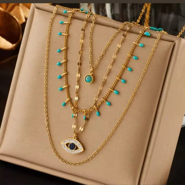 Evil Eye Four Layered Necklace