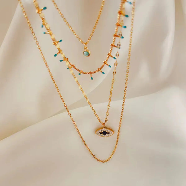 Evil Eye Four Layered Necklace