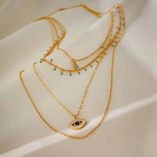 Evil Eye Four Layered Necklace