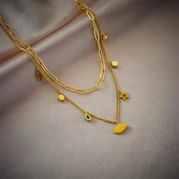 Evil Eye Charm Layered Necklace