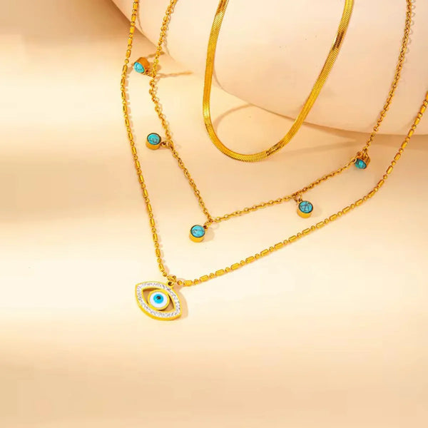 Turquoise Evil Eye Layered Necklace