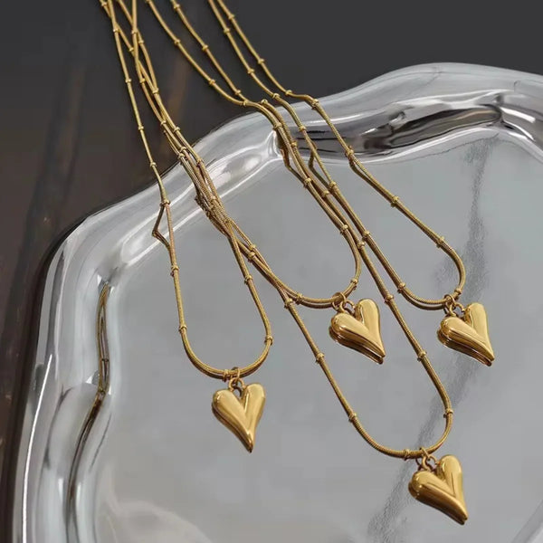 Golden Pulse Heart Necklace