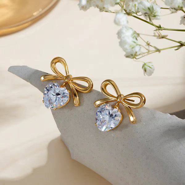 Bow Crystal Studs-Raviva