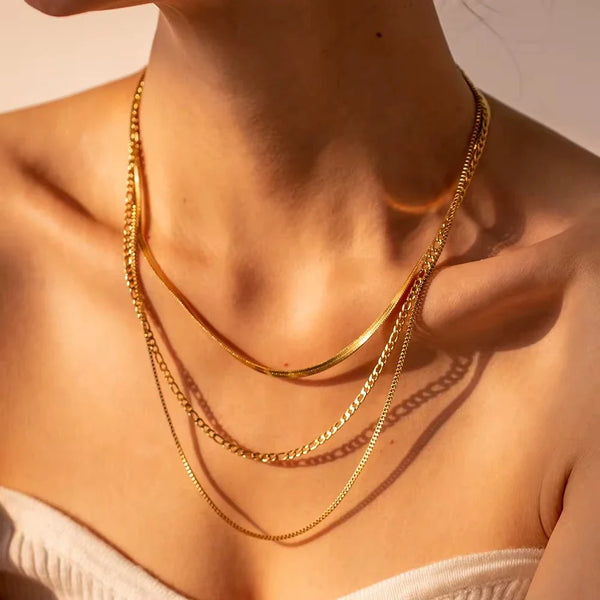 Plain Chain Three Layer Necklace